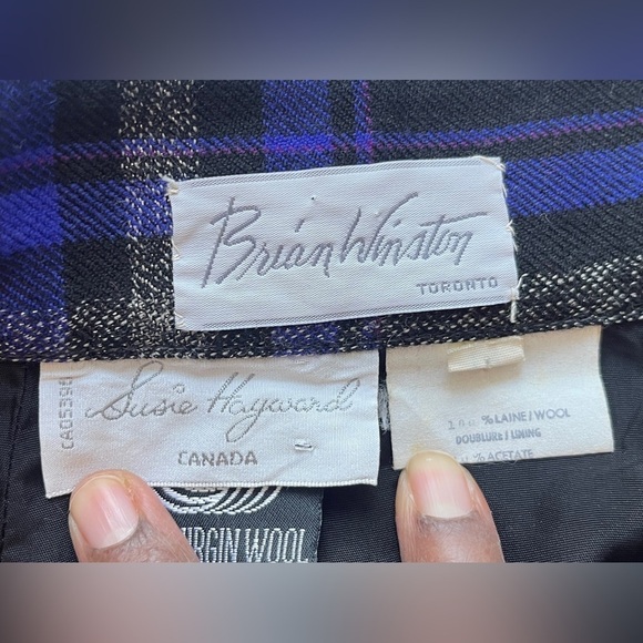 Vintage 1980s Brian Winston Wool Plaid Tartan Skirt Size 14 Made In Toronto - Picture 10 of 16